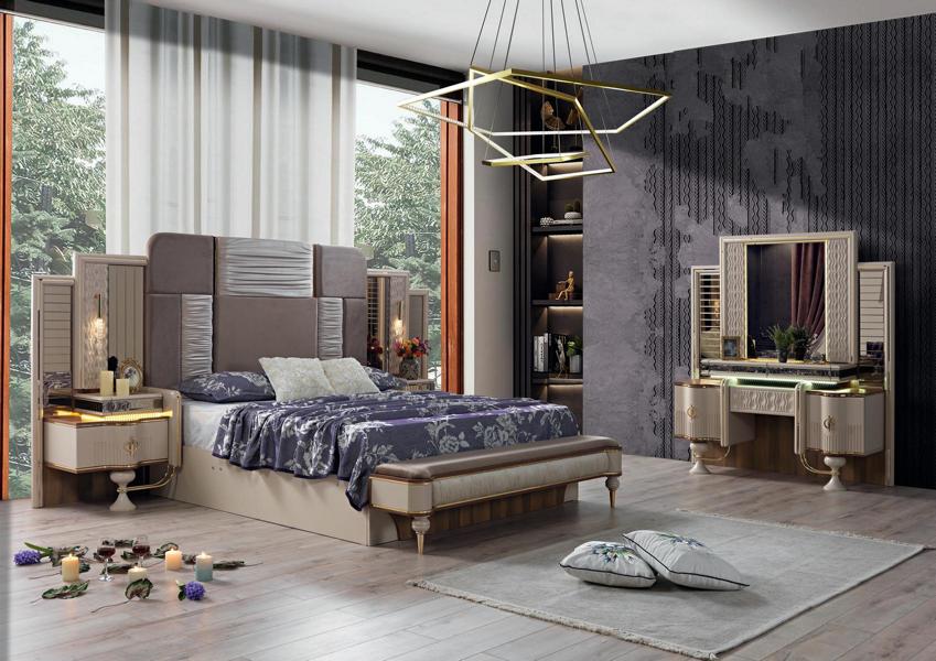 Stilvoll Schlafzimmer Set Bett 2x Nachttische Schminktisch Hochwertig Möbel 4tlg