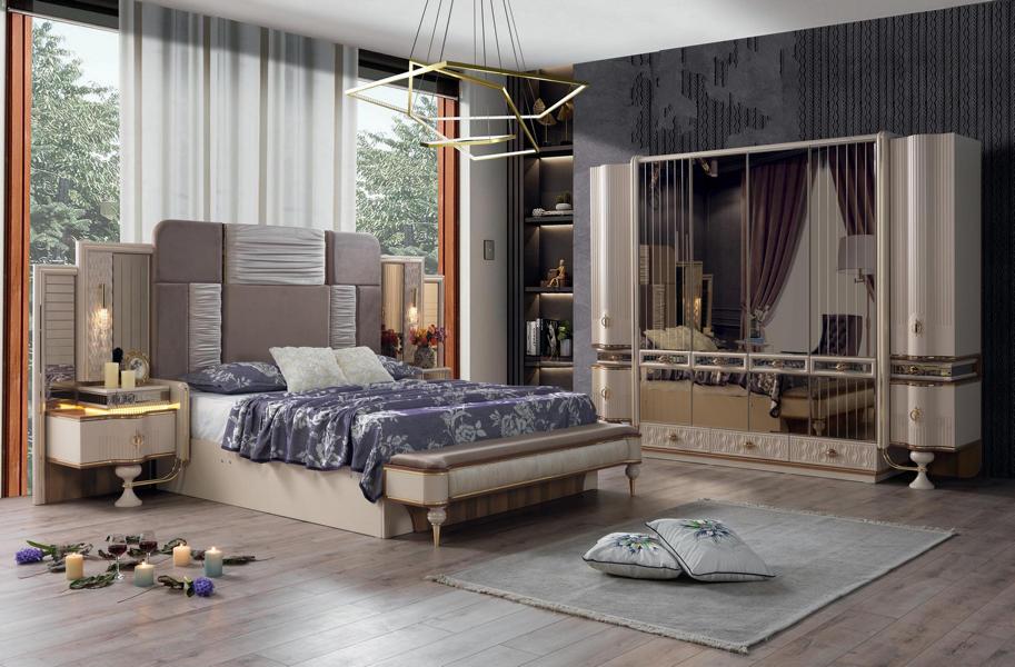 Schlafzimmer Elternzimmer Set Komplette Garnitur Schrank Bett Nachttisch 4tlg