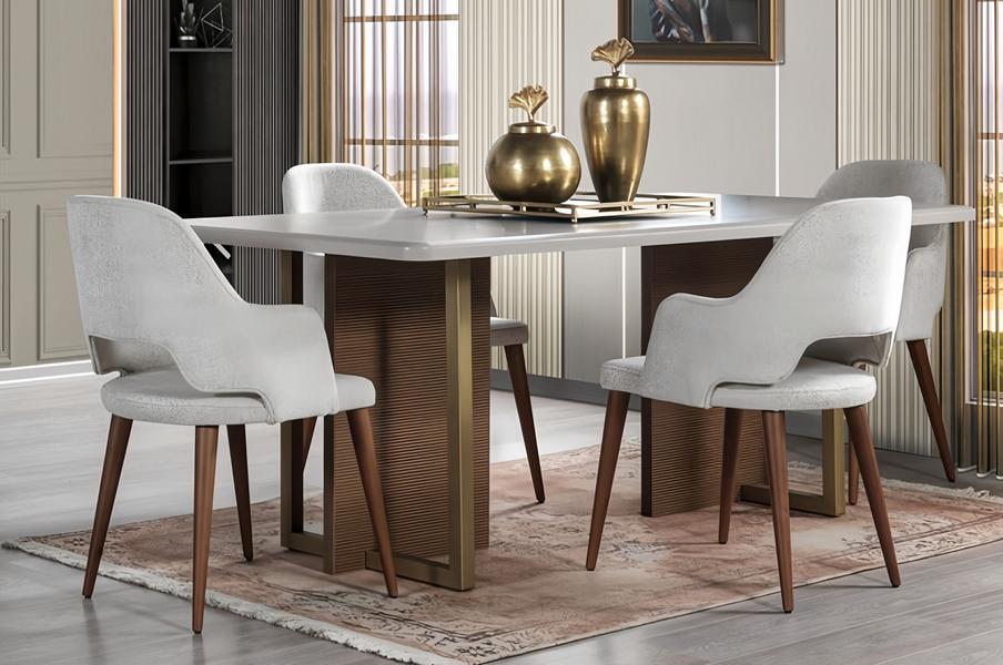 Stuhl Lehnstuhl Modern Design Möbel Luxus Esszimmer Stühle Küche Holz Textil