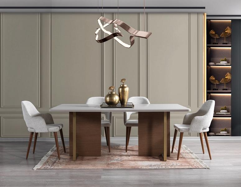 Hochwertig Komplett Esstisch Grau 4х Stühle Luxus Esszimmer Einrichtung Luxus