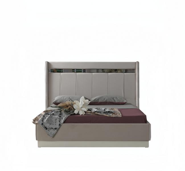 Luxus Bett Modern Beige Schlafzimmermöbel Holzgestell Design Möbel