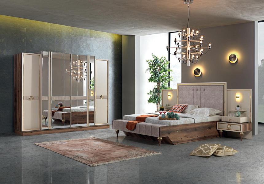 Komplettes Schlafzimmer Elternzimmer Garnitur Set Schrank Bett Nachttisch 4tlg