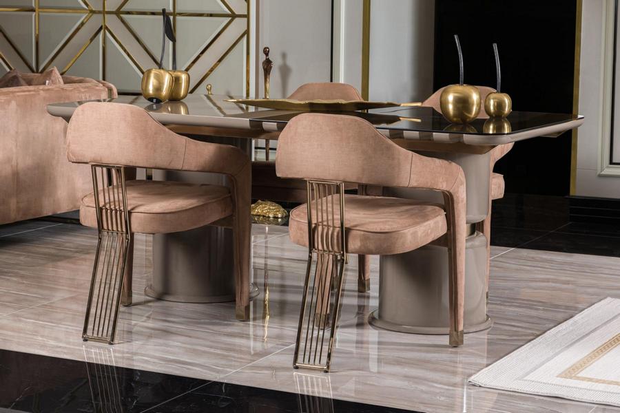 Luxuriöses Textildesign bouffant Stuhl Esszimmerstuhl Esszimmer Lehnstuhl