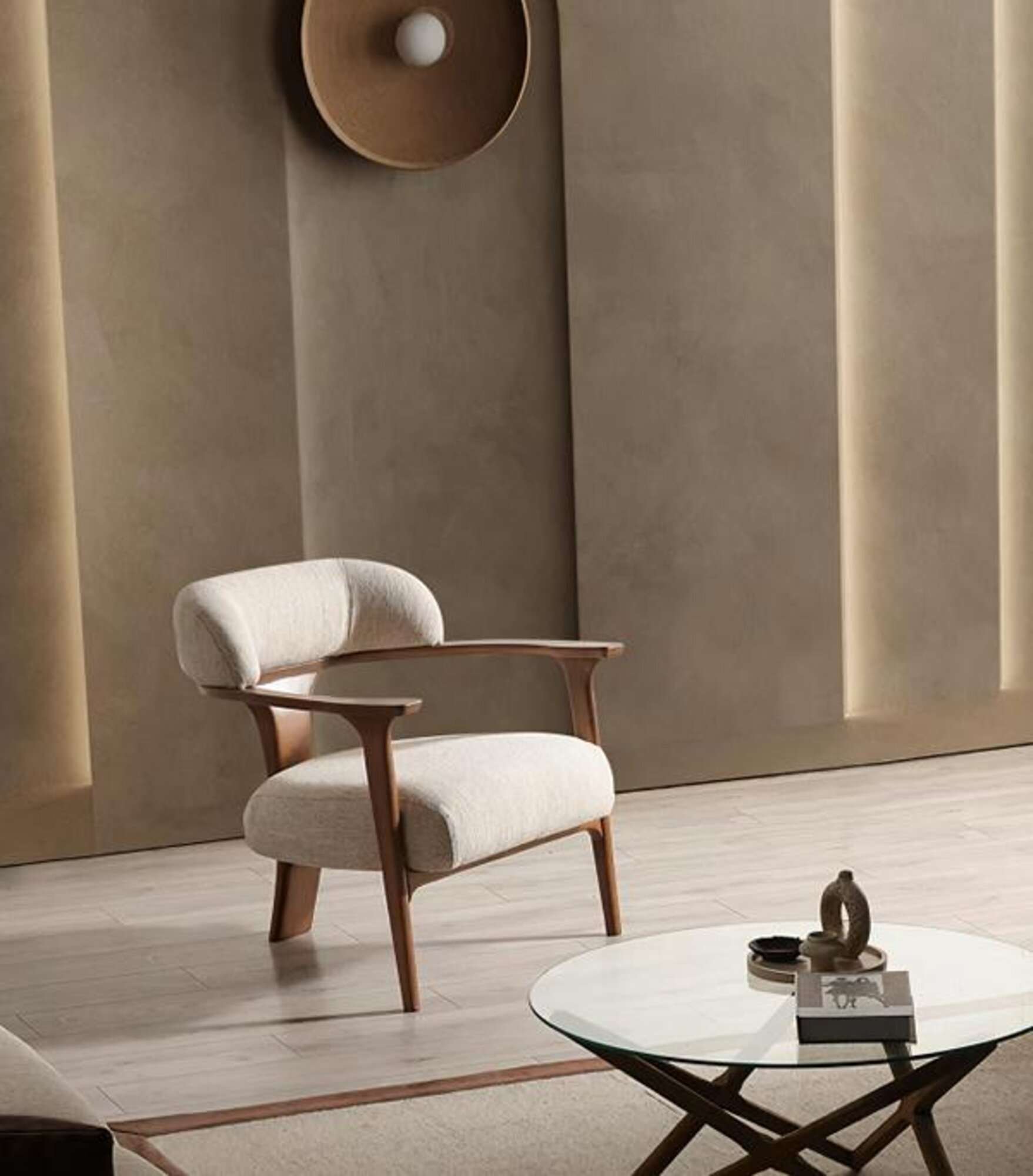 Sessel Design Couch Sofa Relax Textil Lounge Club Polster Sitzer Luxus Beige