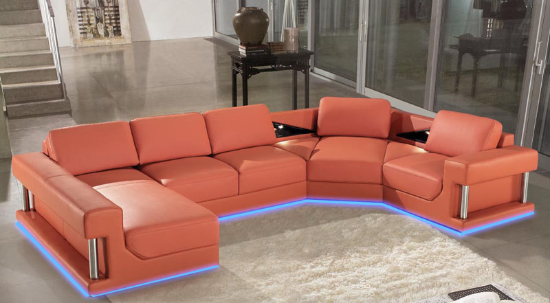 Ledersofa Wohnlandschaft Couch Ecksofa Eck Garnitur Design Modern Sofa mit USB