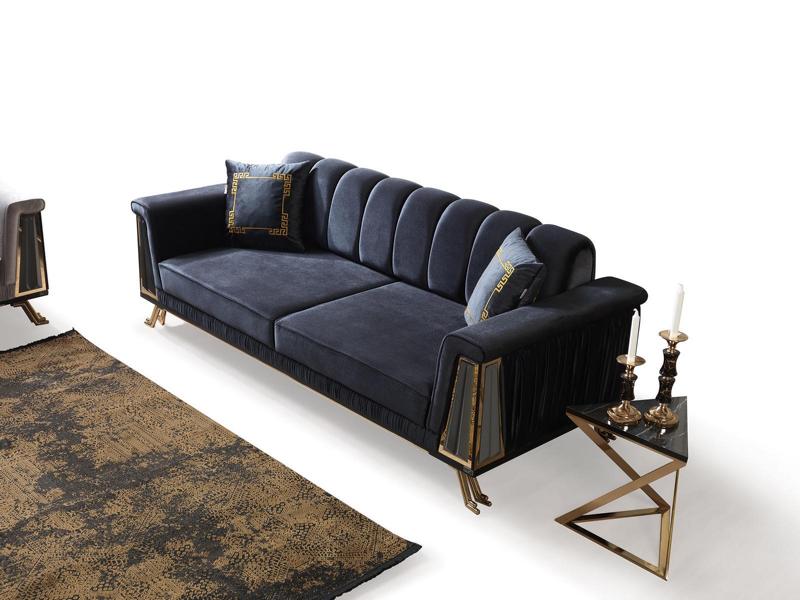 Schwarz Dreisitzer Sofa Lounge Luxus 3-Sitzer Design Couchen Polster Sofas