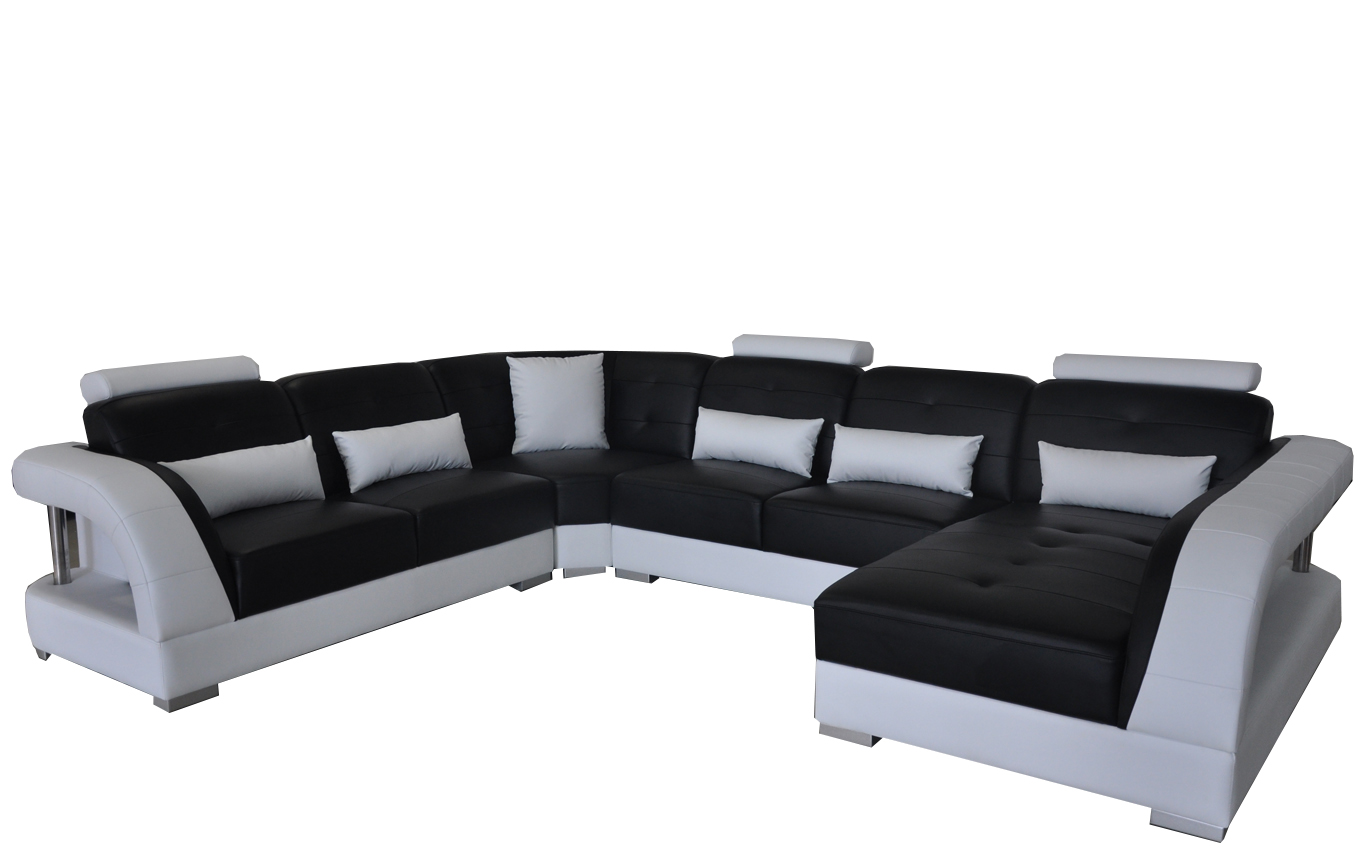 Design Leder Wohnlandschaft Eck Sofa Moderne Couch Ecke USB Neu Schwarz Garnitur
