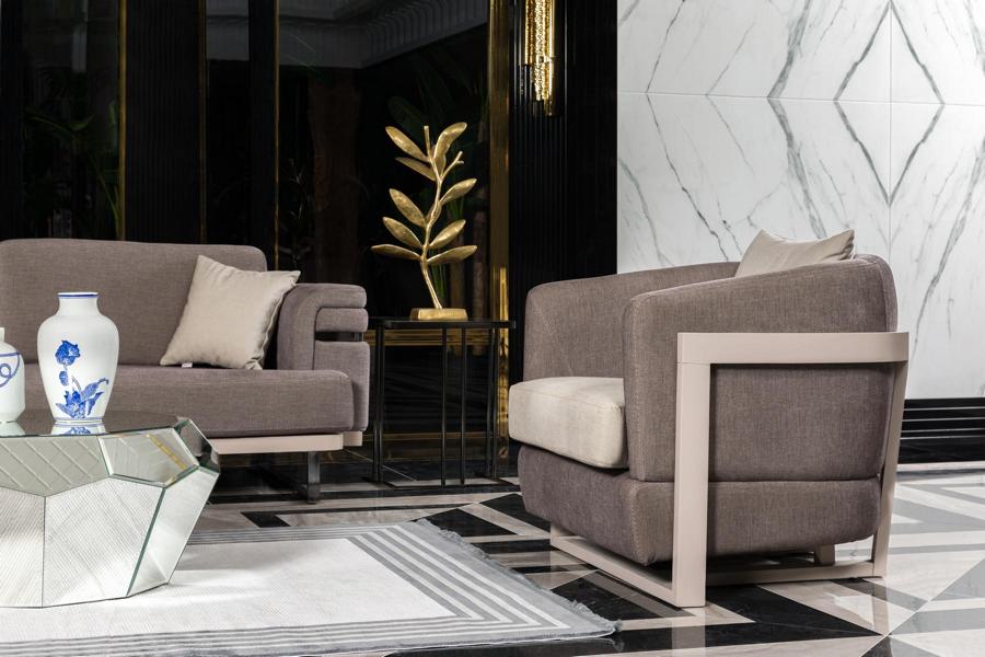 Sessel Design Couch Sofa Sitzer Textil Lounge Polster Luxus Ohren Sitz Relax