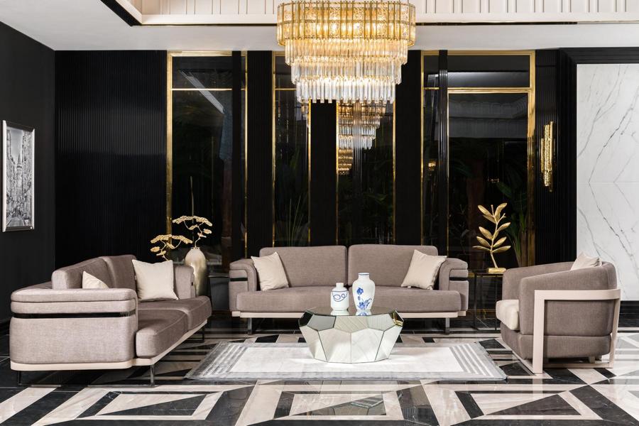 Design Modernes Wohnzimmer Set 2x 3-Sitzer Sofas Wohnzimmer Möbelset Sessel