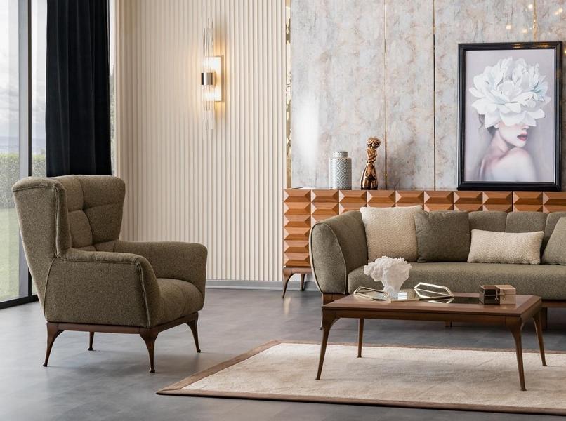 Sessel Chesterfield mit Couchtisch Ohrensessel Polstersessel Wohnzimmer