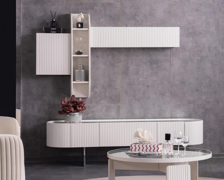 Wohnwand Sideboard Wandregal Schrank Schrankwand Verspiegelt Wohnzimmer