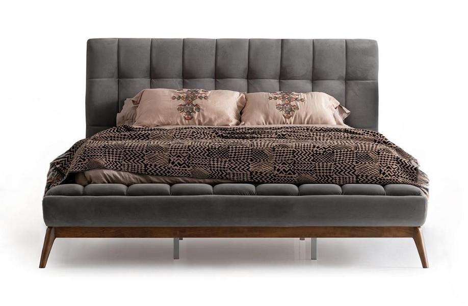 Polsterbett Bett Doppelbett Kopfteil Bettrahmen Schlafzimmerbett Grau