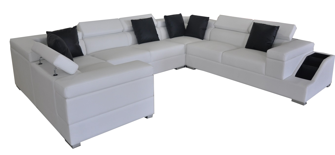 Ledersofa Couch Wohnlandschaft Polster Garnitur Design Modern Sofa U-Form USB