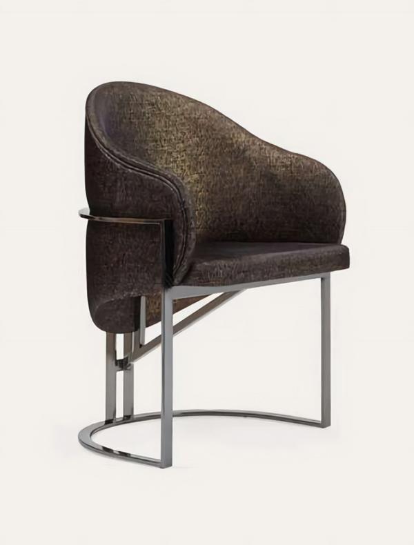 Esszimmerstuhl Silber Basis Braun Sitz Modern Elegant Komfort Zeitlos Robust