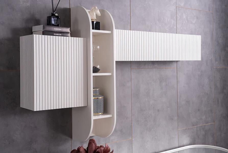 Wandregal Schrankwand Wandboard Hängeregal Wohnwand Wohnzimmer Weiß