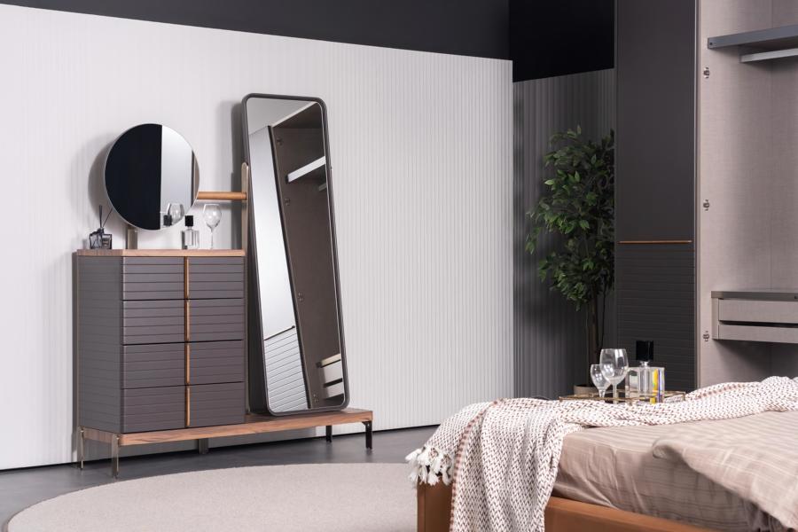 Kommode mit 2x Spiegele Schrank Spiegelkommode Edelstahl Schlafzimmer