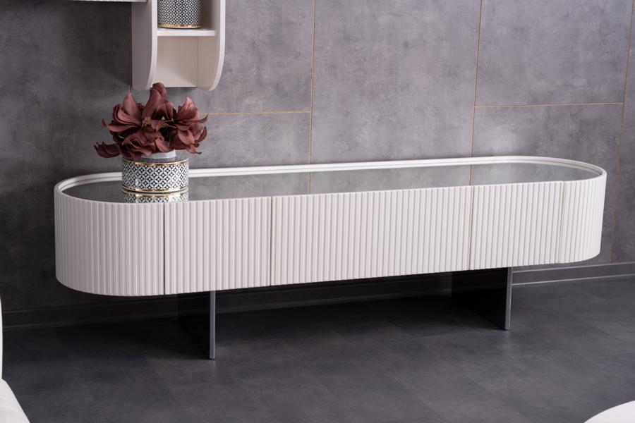 Sideboard Kommode Anrichte Beistellschrank Wohnzimmer Weiß Verspiegelt