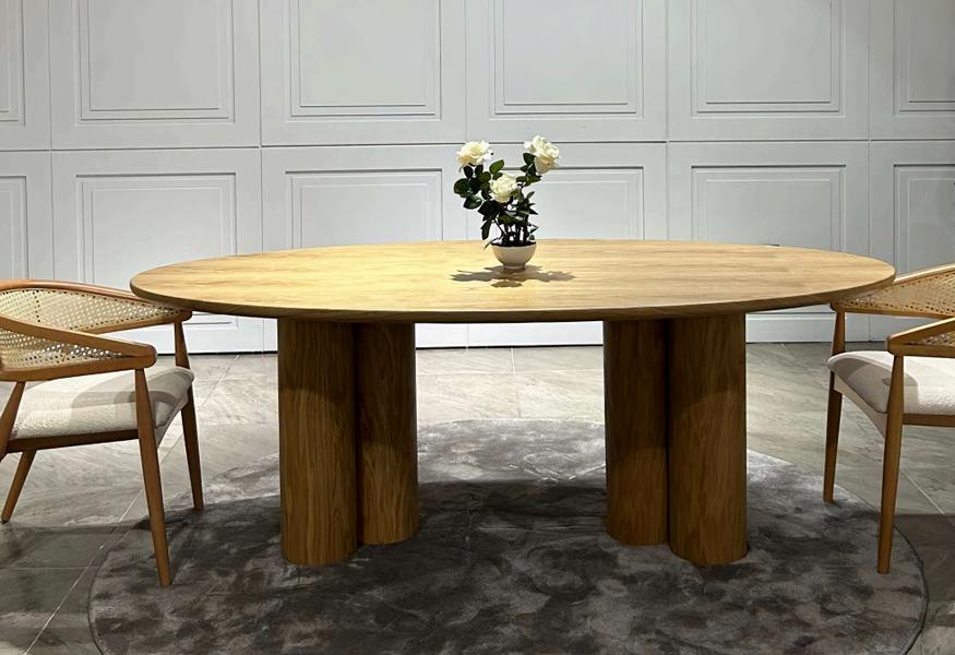 Ovale Esstisch Dunkelbraun Holz Design Modern Eleganz Esszimmer Tisch