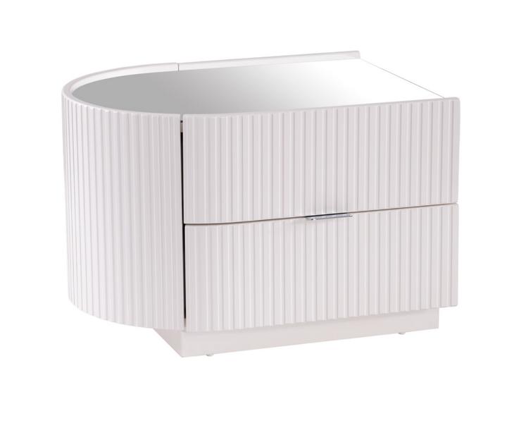 Nachttisch Nachtschrank Beistelltisch 2 Schubladen Weiß Verspiegelt