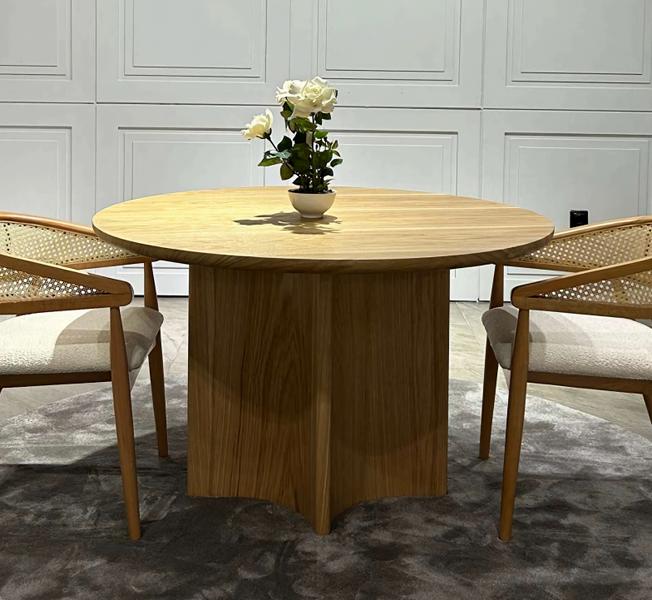 Runder Tisch Esszimmer Esstisch Holz Möbel Luxus Braun Modern 120x120