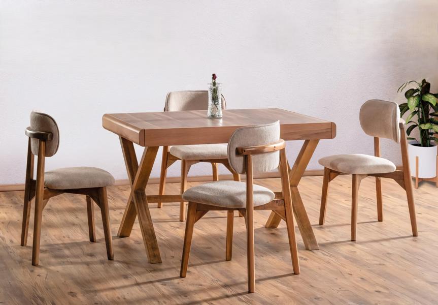 Esszimmer Set Hochwertig Garnitur Tisch 4x Stühle Design Modern Möbel Braun