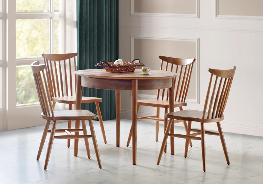 Esszimmer Set Hochwertig Garnitur Rund Tisch 4x Stühle Design Modern Möbel Braun