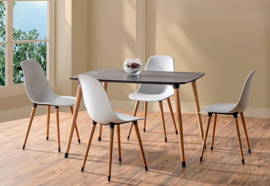 Esszimmer Set Weiß Hochwertig Garnitur Tisch 4x Stühle Design Modern Möbel