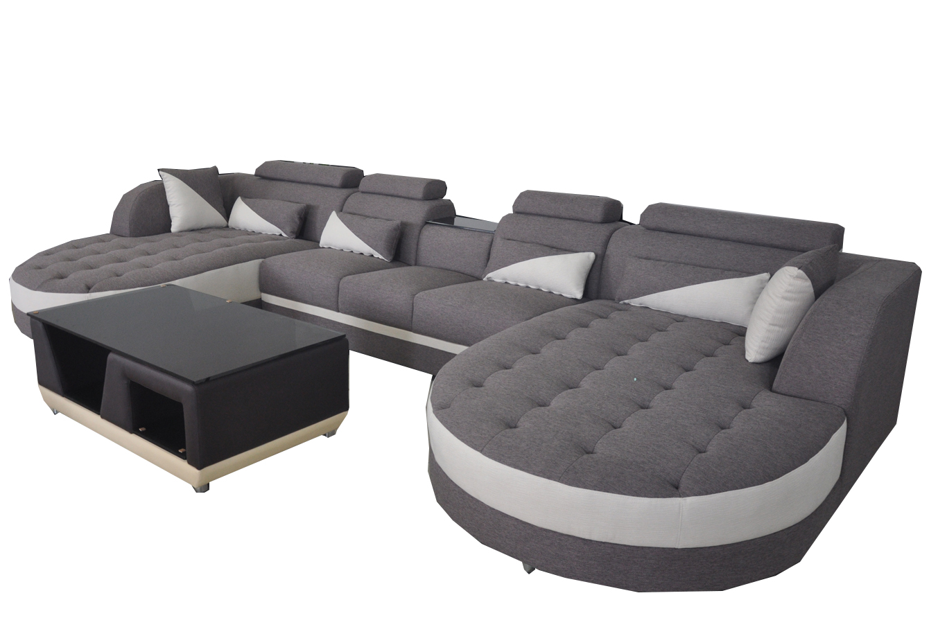 Ecksofa Design Eckgarnitur Eckcouch Sofa Wohnlandschaft Couch Polster Tisch USB