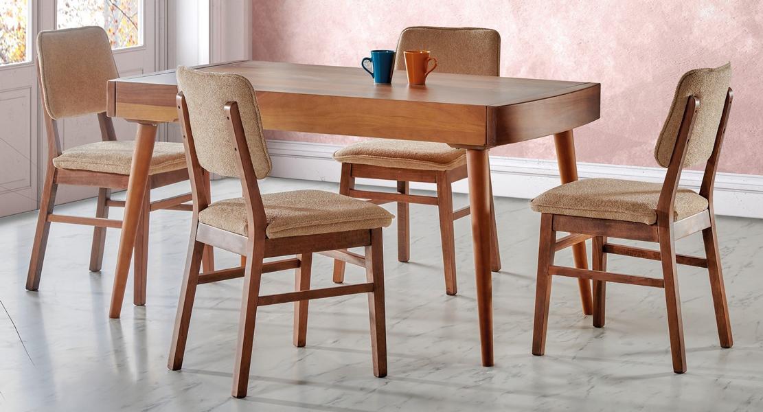 Esszimmer Set Braun Garnitur Tisch 4x Stühle Design Modern Möbel Luxus Esstisch