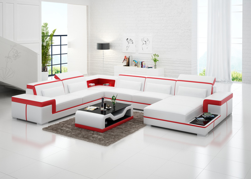 Moderne Sitzecke Ledersofa Polster Eckgarnitur Ecksofa Sofa Couch Wohnlandschaft