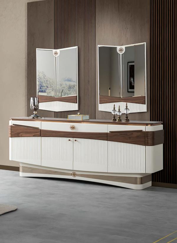 Sideboard mit 2x Spiegele Kommode Schrank Modern Design Wohnzimmer Holz