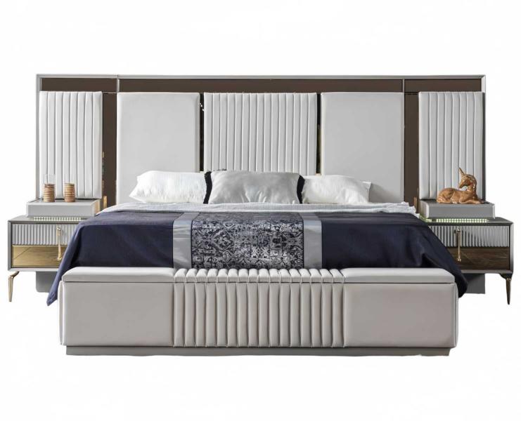 Schlafzimmermöbel Bett Modern 2x Nachttische Holzgestell Design Möbel Hochwertig