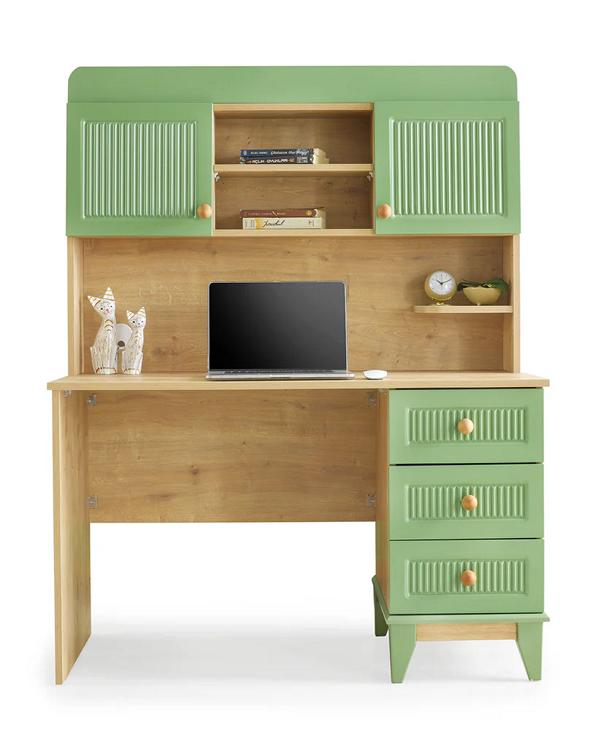 Holztisch Modern Schreibtisch Regale Computertisch Holz Grün Kinderzimmer Neu