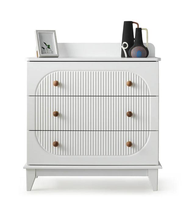 Luxus Kinderzimmer Kommode mit 3 Schubladen Weiß Modern Holz Kommode 96 cm Neu
