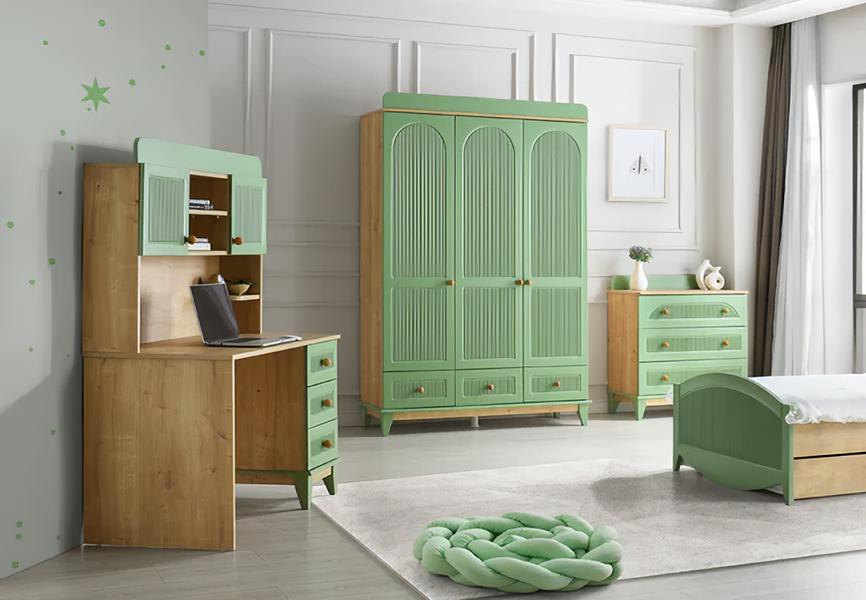 Komplett Jugendzimmer Kinderzimmer Set Kleiderschrank Kommode Schreibtisch 3tlg.