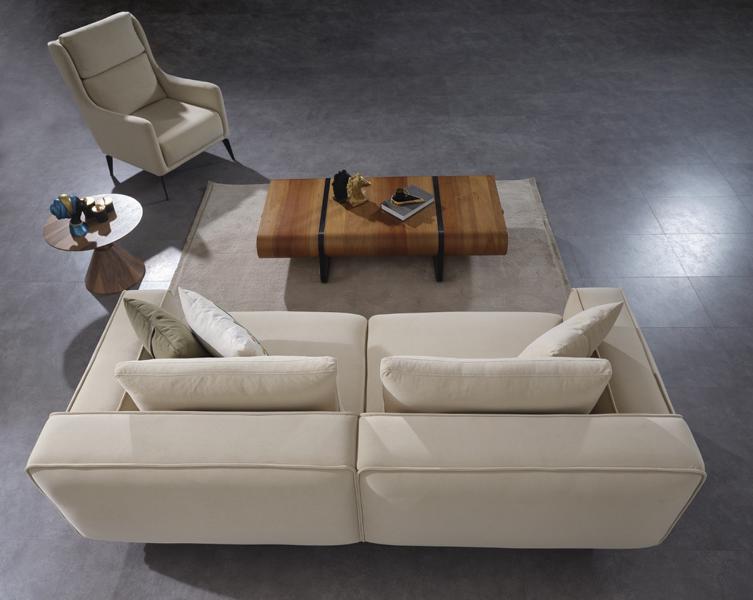 Elegantes Wohnzimmer Set Beige 3 Sitzer Sofa mit Sessel Design Sofa Couch Neu