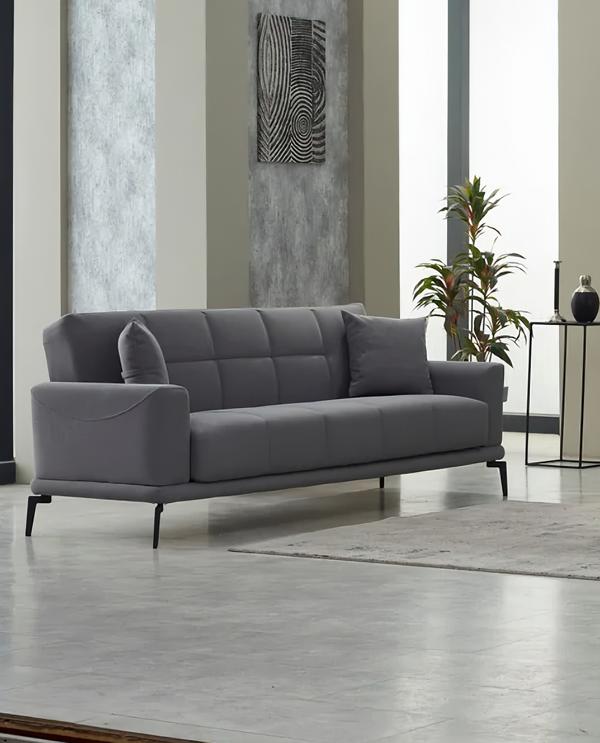 Sofa Dreisitzer Couch Polstersofa Design 3 Sitzer Stoffsofa Grau