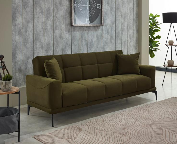 Dreisitzer Polstersofa Design 3 Sitzer Stoffsofa Grün Sofa Couch