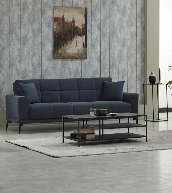 Dreisitzer Polstersofa Couch 3 Sitzer Stoffsofa Grau Sofa Wohnzimmer