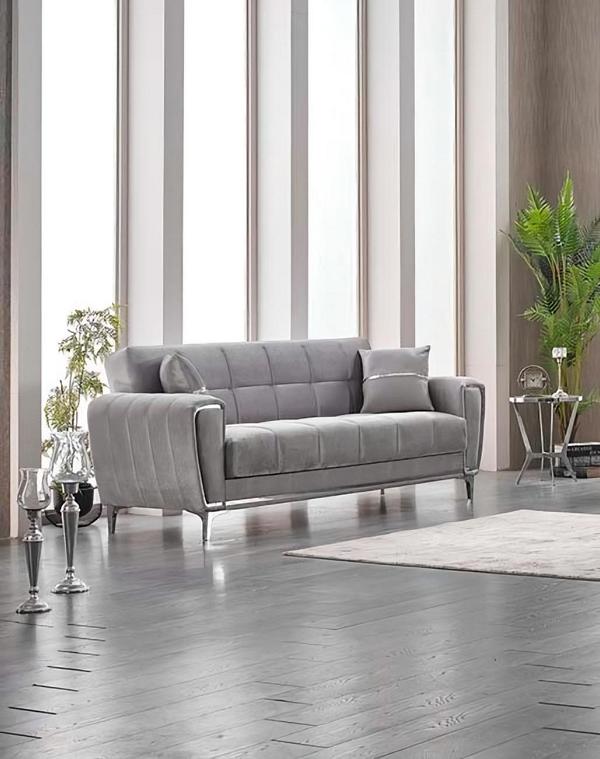 Couch Dreisitzer Polstersofa 3 Sitzer Stoffsofa Grau Sofa Design