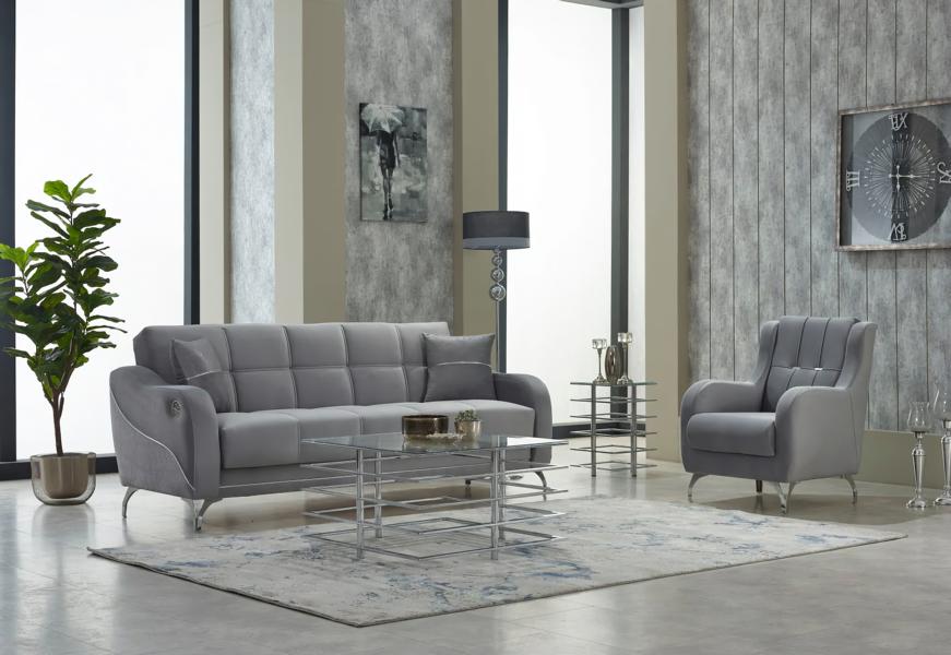 Komplette Sofas Dreisitzer Sessel Polstersofa Stoff Beige 2tlg Couch