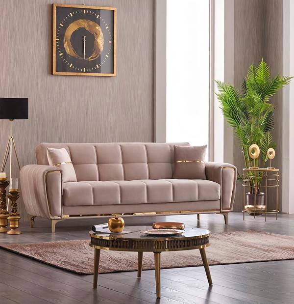 Stoffsofa Dreisitzer Polstersofa Couch 3 Sitzer Beige Sofa Design