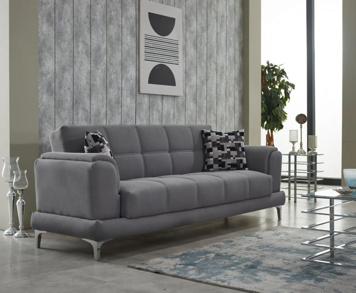 Moderne Dreisitzer Polstersofa Couch 3 Sitzer Stoffsofa Sofa Grau