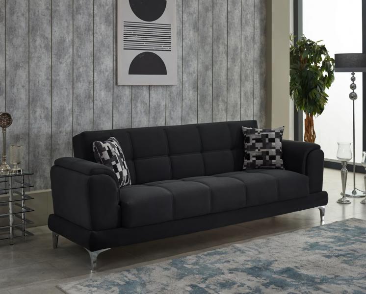 Stoffsofa Dreisitzer Couch 3 Sitzer Sofa Polstersofa Schwarz Couchen