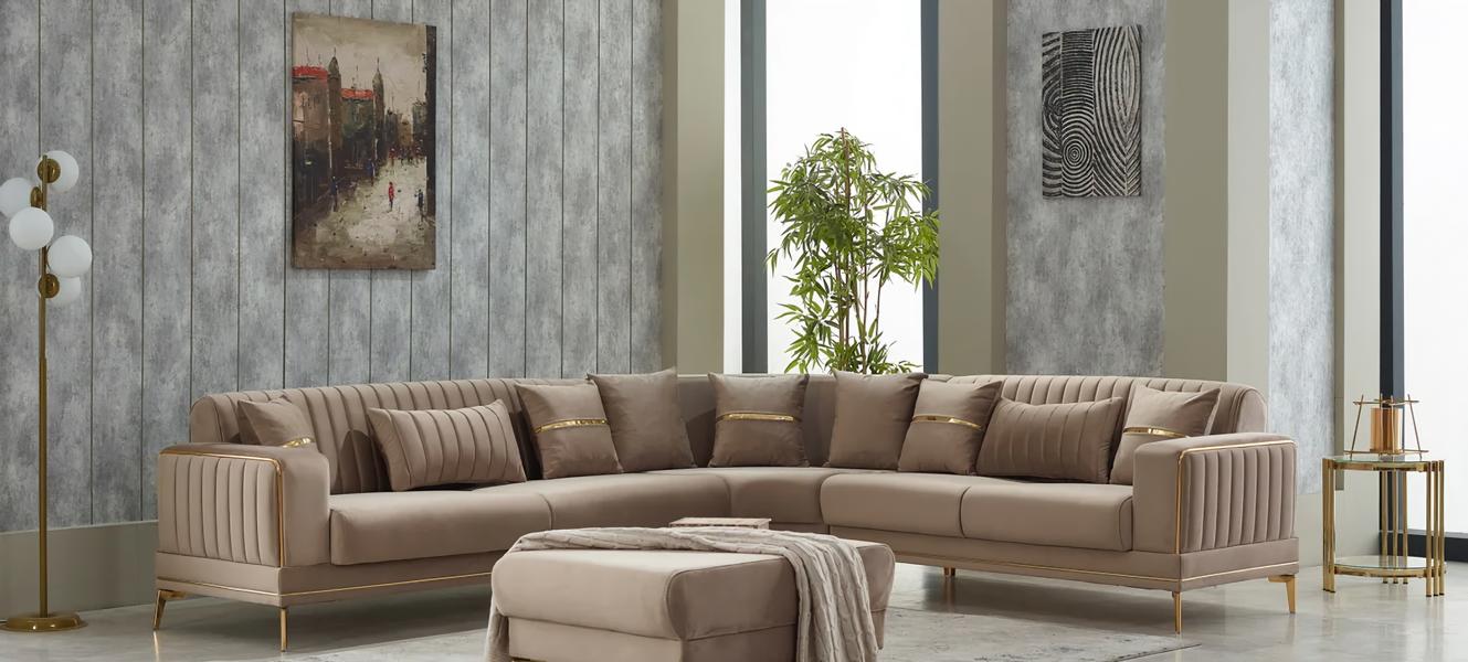 Polstersofa Ecksofa L form Sofa Stoffsofa Couch Design Eckgarnitur Beige