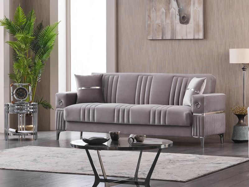 Couch Dreisitzer Polstersofa Design 3 Sitzer Stoffsofa Grau Sofa