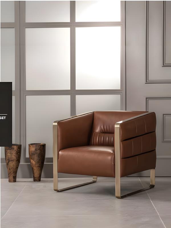 Bürostuhl Modern Luxus Sessel Stühle Braun Leder Büro Einrichtung Stuhl Neu