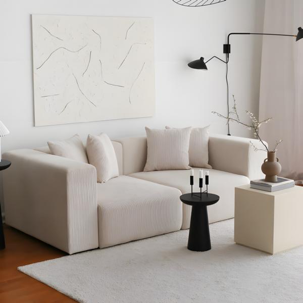 Zweisitzer Sofa 2 Sitzer Couch Polstersofa Beige Stoffsofa Moderne