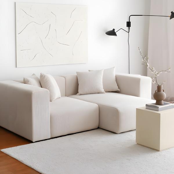 Moderne Couch Polstersofa Sofa Beige Stoffsofa Wohnzimmer Zweisitzer