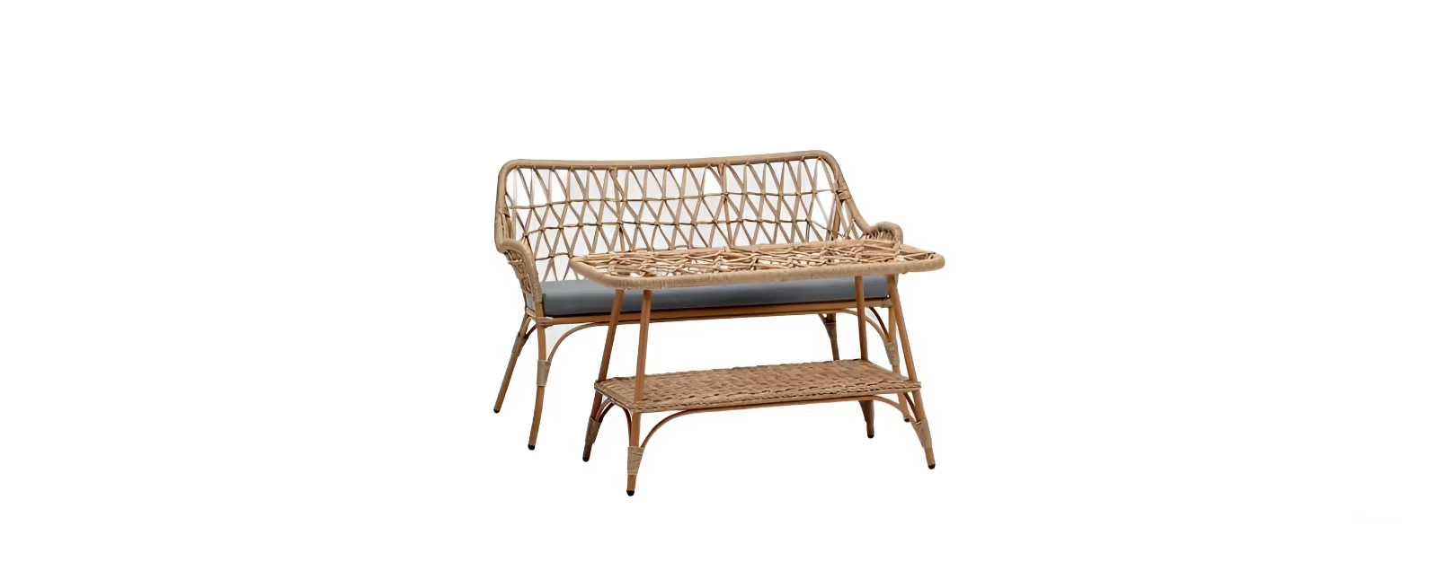 Modern Terrassen Garnitur Beige Luxus Sofagarnitur Sofa 2 Sitzer Couchtisch